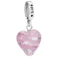 Roze hartvormige kristallen bedel met Life gravure voor kralenarmbanden en sieraden - Normale Specificatie / Roze Textuur (003)