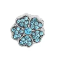 Blue rhinestone flower charm bead with silver base for bracelet and necklace making - Six-petal Flower Style (4) / 10 Pieces Pack / Light Blue