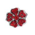 Silver-tone flower charm bead with red rhinestones for DIY bracelets and necklaces - Red Flower Style (012)