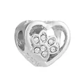 Charm a cuore in oro rosa con zampa di strass per bracciali e gioielli fai-da-te - Impronta di Zampa Cuore Argento (007)
