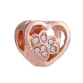 Charm a cuore in oro rosa con design a impronta di zampa in zirconi scintillanti - Impronta di Zampa Cuore Oro Rosa (008)