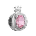 Silver crown bead with pink oval gemstone for DIY bracelets and fashion jewelry - Normal Specification / Pink Zircon Crown (022)