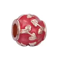 Red enamel bead with rose gold leaf patterns for DIY charm bracelet jewelry making - Normal Specification / Red Gold Enamel Rose Style (002)