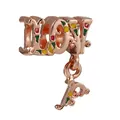 Rose gold LUCKY charm with colorful enamel flowers and a hanging P letter pendant - LUCKY Letter Floral Charm (018)