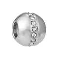 Ciondolo a sfera in argento con zirconi per bracciali fai-da-te e creazione gioielli - Perlina Tonda Argento Strass (017) / Argento
