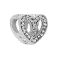 Heart shaped silver bead charm with sparkling zircon inlay for DIY bracelet - Silver Pave Rhinestone Hollow Heart (33)