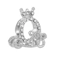 Silver pumpkin carriage charm with sparkling crystals and a crown detail for DIY bracelets - Silver Pumpkin Carriage Style (011)