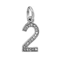 Silver number 2 heart charm pendant with sparkling crystals for DIY jewelry making - Zircon Number 2 (038)