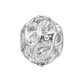 Charm in argento scintillante con motivo a intreccio celtico e zircone centrale - taglia standard / Intrecciato Cavo Argento Strass (023)