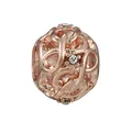 Charm a sfera traforata in oro rosa con zirconi per bracciali personalizzati - taglia standard / Intrecciato Cavo Oro Rosa Strass (024)
