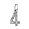 Silver number 4 charm pendant with sparkling crystals for DIY bracelets and jewelry - Zircon Number 4 (040)