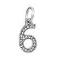 Silver number 6 charm pendant with sparkling crystals for DIY bracelets and necklaces - Zircon Number 6 (042)