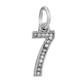 Polished silver number 7 charm pendant with sparkling crystals for DIY bracelets - Zircon Number 7 (043)