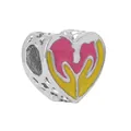 Pink and yellow enamel heart charm with star cutouts for DIY charm bracelets - Pink and Yellow Heart Style (016)