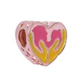 Rose gold heart charm with pink and yellow enamel and hollow heart patterns - Rose Gold Enamel Heart Style (017)