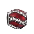 Abalorio de esmalte rojo con circonitas para creación de pulseras y joyería DIY - Cuenta de Barril de Esmalte Rojo y Strass (024) / 4mm (Especificación Estándar)