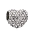 Perlina a cuore in argento scintillante con strass di cristallo per gioielli fai-da-te - Cuore Pave Argentato con Strass (031)