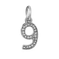 Sparkling silver number 9 charm pendant with pave-set zircon for DIY jewelry bracelets - Zircon Number 9 (045)
