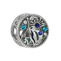 Silver tropical fish charm with blue enamel and colorful crystals for DIY bracelets - Silver Tropical Fish Ocean Style (020)