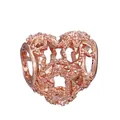 Charm cuore traforato oro rosa con dettagli di perline per gioielli fai-da-te - Cuore Cavo Granulato Oro Rosa (033)