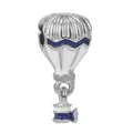 Silver hot air balloon charm with blue and white enamel for DIY bracelet jewelry - Hot Air Balloon Blue White Enamel (36)