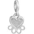Colgante corazón plateado con huella y grabado Paw prints on my heart - Colgante Grabado Pata de Animal Corazón (007)