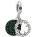 Pendentif en argent avec cristaux verts et trèfle pour bracelets DIY - Breloque Trèfle à Quatre Feuilles Zircon Vert (7)