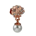 Rose gold shell charm with sparkling crystals and a white pearl drop for DIY bracelets - Rose Gold Shell Artificial Pearl Charm (025)