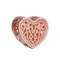 Ciondolo a cuore in oro rosa con perline intagliate per braccialetti fai-da-te - Cuore con Perline Oro Rosa (037)