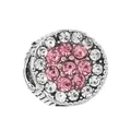 Zilveren kraal met roze en witte zirkoon bloemmotief voor DIY armbanden - Normale Specificatie / Zilver Roze Wit Bloem