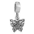 Colgante de mariposa plateada vintage con alas caladas para pulseras y collares - Colgante de Mariposa Hueca Retro (014)