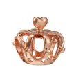 Rose gold crown charm with heart detail and hollow pattern for DIY charm bracelets - Normal Specification / Rose Gold Hollow Crown Bead (032)