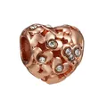 Charm a cuore in oro rosa con cuori a rilievo e zirconi lucenti per bracciali DIY - Rilievo Cuori Sovrapposti Oro Rosa (045)