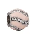 Abalorio de esfera en esmalte rosa con micro-pedrería para pulseras personalizadas - Cuenta de Barril de Esmalte Rosa y Strass (026) / 4mm (Especificación Estándar)
