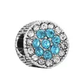 Zilveren kraal met blauwe kristallen bloemen voor bedelarmbanden en mode-sieraden - Normale Specificatie / Zilver Lichtblauw
