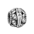 Vintage silver alloy charm bead with sparkling floral rhinestones and heart motif - Normal Specification / Silver Vintage Hollow Floral Bead (033)