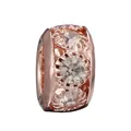 Charm cilindrico in oro rosa con tre diamanti per lo styling di bracciali DIY - Cilindro Triplo Strass Oro Rosa (040)