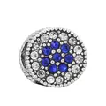 Zilveren bedel met diepblauwe zirkonia en witte diamantaccenten voor DIY sieraden - Normale Specificatie / Zilver Donkerblauw