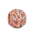 Rose gold hollow leaf charm bead with sparkling white crystals for DIY bracelets - Normal Specification / Rose Gold Hollow Leaf Bead (034)
