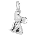 Colgante de elefante plateado pulido con trompa hacia arriba para collares y pulseras - Colgante Estilo Elefante Pulido (020)