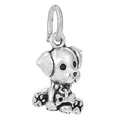 Colgante de cachorro plateado pulido con ojos de esmalte negro para joyas y pulseras - Colgante Estilo Cachorro Pulido (021)