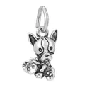 Colgante de Bulldog Francés en plata oxidada para pulseras y collares de moda - Colgante Estilo Bulldog Retro (022)