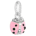Pendentif coccinelle en argent S925 avec émail rose et pierres de zircon blanc - Breloque Coccinelle Émail Rose Zircon (5)