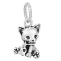 Colgante de gato plateado con detalle de huella para pulseras y collares de joyería - Colgante de Gato Plateado Retro (023)
