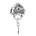 Colgante corazón calado con llave de plata para pulsera DIY, estilo vintage romántico - Colgante de Llave y Cerradura Corazón (024)