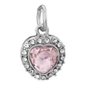 Sparkling pink heart pendant with silver plating and white zircon accents for jewelry DIY - Heart Pink Main Stone Cluster (14)