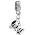 Colgante de trofeo retro plateado en aleación de zinc con relieve floral para pulsera - Colgante de Trofeo Plateado Retro (026)