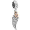 Colgante de pluma en plata y oro rosa con corazón calado para pulseras de DIY - Colgante de Pluma Corazón Bicolor (031)