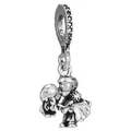 Abalorio de corazón con niño y niña en plata y circón para pulseras de bricolaje - Colgante Charm Beso Dulce (043) / 043
