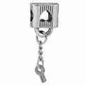 Colgante de candado de corazón y llave en plata antigua para pulseras DIY - Colgante de Llave Cerradura Corazón Retro (044) / 044